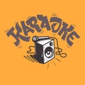 Karaoke Lettering Music Design With A Speaker And A Microphone