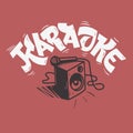 Karaoke Lettering Music Design With A Speaker And A Microphone