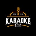 Karaoke music club isolated on dark background. Design element. Template for logo, signage, branding design. Vector illustration