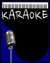 Karaoke Night Background Poster With Microphone And Keyboard