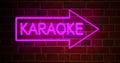 Karaoke neon sign glowing above bar or open mic establishment - 4k