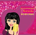 Karaoke night, abstract illustration with microphone and singer