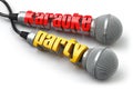 Karaoke party concept. Two microphones with text.