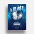 Karaoke party flyer or template design with realistic microphone on blue bokeh. Royalty Free Stock Photo