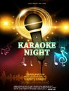 Karaoke party invitation flyer template. Microphone on an abstract dots background, light effect, musical notes. Royalty Free Stock Photo