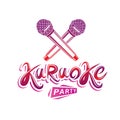 Karaoke party lettering, rap battle emblem created using