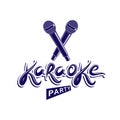 Karaoke party lettering, rap battle vector emblem created using