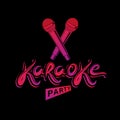 Karaoke party lettering, rap battle vector emblem created using