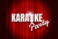 Karaoke party night live show open mike sign on empty theatre stage with spotlight. Vintage microphone against red Royalty Free Stock Photo