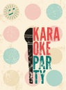 Karaoke Party typographic vintage grunge poster. Retro vector illustration. Royalty Free Stock Photo