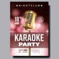 Karaoke Poster Vector. Dance Karaoke Music Event. Technology Symbol. Festival Concept. Live Singer. Realistic