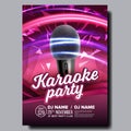 Karaoke Poster Vector. Party Flyer. Karaoke Music Night. Radio Microphone. Abstract Template. Rock Fun. Vocal Sign. Old Royalty Free Stock Photo