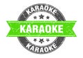 karaoke round stamp with ribbon. label sign