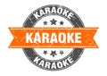 karaoke round stamp with ribbon. label sign