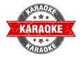 karaoke round stamp with ribbon. label sign