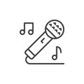 Karaoke singing line icon, outline vector sign, linear style pictogram isolated on white