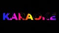 Karaoke text. Party in 80s style. Party text with sound waves effect. Glowing neon lights. Retrowave and synthwave style. For