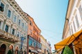 Karasz street colorful buildings in Szeged, Hungary