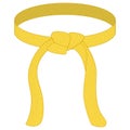 Karate belt yellow color isolated on white background. Design icon of Japanese martial art in flat style