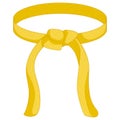 Karate belt yellow color isolated on white background. Design icon of Japanese martial art in flat style