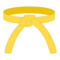 Karate belt yellow color isolated on white background. Design icon of Japanese martial art in flat style