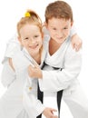 Karate boy and girl Royalty Free Stock Photo