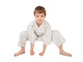 Karate boy in white kimono isolated Royalty Free Stock Photo