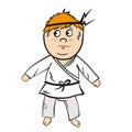 Karate cartoon kid red head with black belt