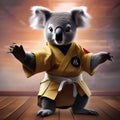 A karate-chopping koala in a martial arts uniform, demonstrating impressive moves4