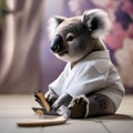 A karate-chopping koala in a martial arts uniform, demonstrating impressive moves2