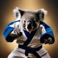 A karate-chopping koala in a martial arts uniform, demonstrating impressive moves5