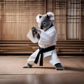 A karate-chopping koala in martial arts uniform, executing powerful moves3