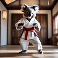 A karate-chopping koala in martial arts uniform, executing powerful moves2
