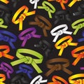 Karate do martial arts color belts seamless pattern Royalty Free Stock Photo