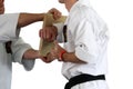 Karate fight ( kumite), sports series Royalty Free Stock Photo