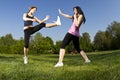 Karate fight between young girls Royalty Free Stock Photo