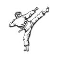 karate fighter fight style vector hand drawing design.