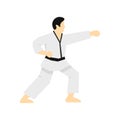 Karate fighter icon, flat style Royalty Free Stock Photo