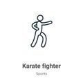 Karate fighter outline vector icon. Thin line black karate fighter icon, flat vector simple element illustration from editable Royalty Free Stock Photo