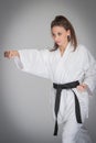 Karate Fist Punch Woman. Royalty Free Stock Photo