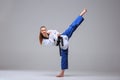 The karate girl with black belt Royalty Free Stock Photo