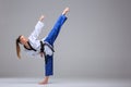 The karate girl with black belt Royalty Free Stock Photo