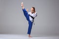 The karate girl with black belt Royalty Free Stock Photo