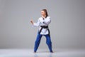 The karate girl with black belt Royalty Free Stock Photo