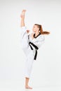 The karate girl with black belt Royalty Free Stock Photo