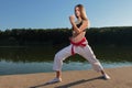Karate Girl Practicing Kata Royalty Free Stock Photo