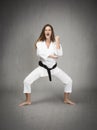 Karate girl ready to fight Royalty Free Stock Photo