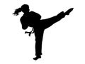 Karate girl vector.Fighter girl silhouette. Royalty Free Stock Photo