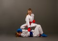 Karate girls figters Royalty Free Stock Photo