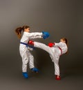 Karate girls figters Royalty Free Stock Photo